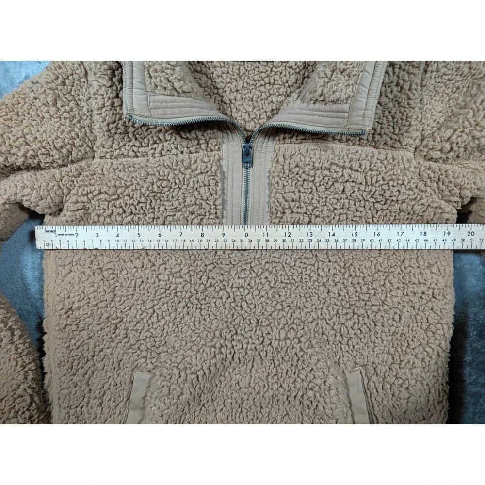 Abercrombie & Fitch Soft A&F Sherpa Quarter Zip Pullover Tan Camel Medium